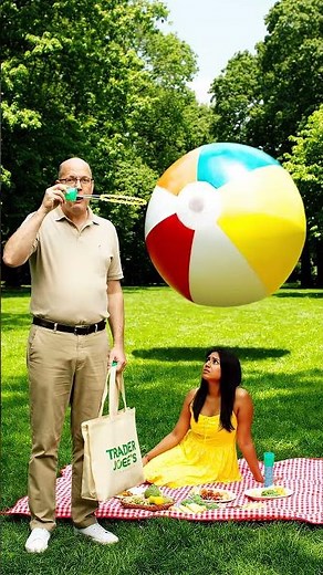 Epic Bubble Wand vs. Giant Beach Ball!