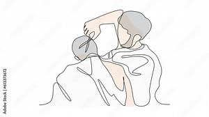 Animated self drawing of single continuous line draw for ceremony of Hajj Day. Islamic holiday that falls on the 10th day of Dhu al-Hijjah of the lunar Islamic Calendar design concept design concept.