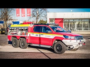 Testing special fire-fighting truck Toyota Hilux 6x6 at Kopřivnice