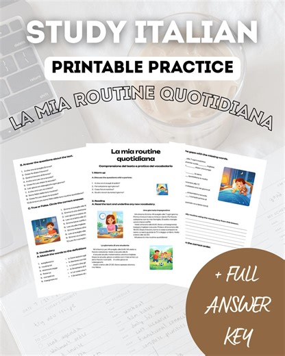 Italian Daily Routine Worksheet – A1 A2 Reading Comprehension Activity (PDF) - Etsy UK
