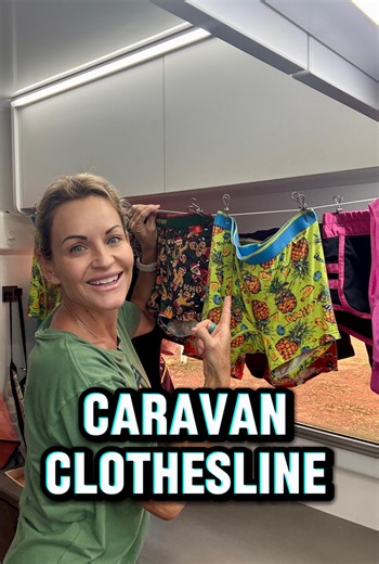 11K views · 86 reactions | The clothesline that we use in the caravan is this one… If you can’t find this exact brand (Leifheit) just google it as there are heaps of exactly the same ones out there under a different name. We had quite a few people asking if having wet clothes inside the van makes the van smell so I decided to make this video to explain  #aussiedestinationsunknown #caravanclothesline | Aussie Destinations Unknown | Facebook
