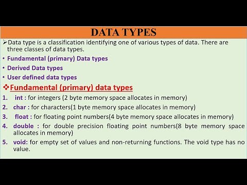 TOPIC 8 - DATA TYPES IN C