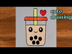 Easy Kawaii Bubble Tea Art for Beginners | Cute Boba Tea Drawing