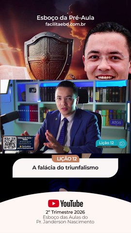 📚 LIÇÃO 12 A FALÁCIA DO TRIUNFISMO | EBD JOVENS CPAD 2026 – 2º TRIMESTRE 🎙️ Aula com Pr. Janderson Nascimento | Facilita EBD 🔥 Quer ensinar a classe de Jovens com clareza, autoridade bíblica e relevância para os dias atuais? Nesta aula você vai entender como preparar e ministrar a Lição 1 da EBD Jovens CPAD 2026, abordando um dos temas mais urgentes da atualidade: ideologias que confrontam a fé cristã. 📖 Tema da Lição: O que é uma Ideologia ✔️ O conceito bíblico de ideologia ✔️ Como as ideol