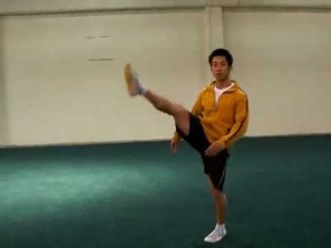 How to do a Jump Front Kick (wushu right foot landing tutorial)