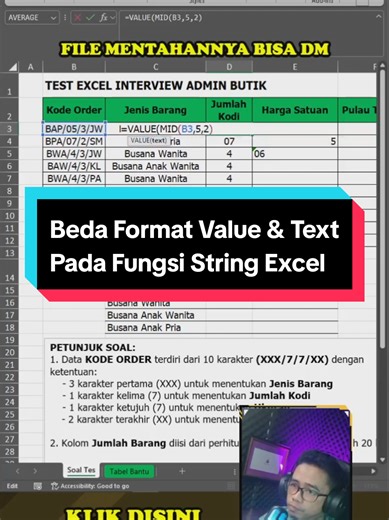 Perbedaan Format Text dan Value di Excel