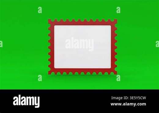 A red postage stamp frame with a blank white area for text or images, animated on a green screen Stock Video Footage - Alamy