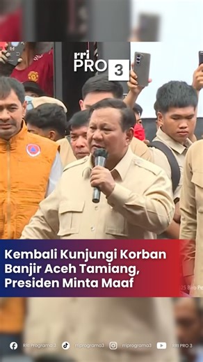 Presiden Prabowo Subianto mengunjungi para penyintas di posko pengungsian Aceh Tamiang. Dalam kesempatan itu, Prabowo menyampaikan permohonan maaf apabila penanganan yang diberikan pemerintah masih belum optimal. Prabowo mengajak semua pihak untuk menjaga lingkungan. Dia meminta tidak ada penebangan pohon sembarangan. Klik rri.co.id untuk informasi lebih lanjut. Dengarkan siaran RRI dan dapatkan berita terkini dengan download aplikasi RRI Digital di App Store dan Google Play. #rri #rridigital #r