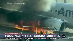 656K views · 6.6K reactions | An American Airlines jet flying from Colorado Springs to Dallas diverted to Denver after an engine started vibrating. Passengers and crew were evacuated after the engine caught fire on the tarmac. Mola Lenghi reports. https://abcnews.link/2X87XCz | ABC World News Tonight with David Muir | Facebook
