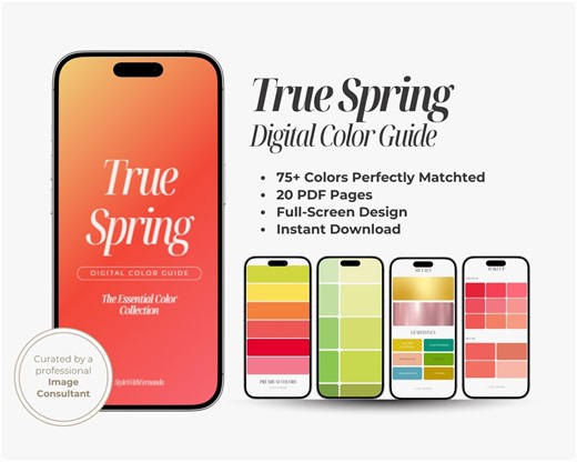 True Spring Color Analysis Palette | 75 Curated Colors, Makeup, Neutrals & Metals | Instant Download - Etsy