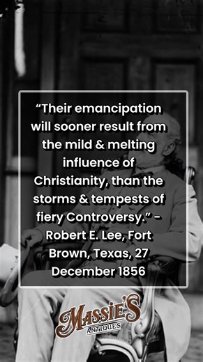 “Their emancipation will sooner result from the mild & melting influence of Christianity, than the storms & tempests of fiery Controversy.” - Robert E. Lee, Fort Brown, Texas, 27 December 1856 In this poignant letter, Robert E. Lee reflects on the moral complexities of slavery, advocating for a path of compassion and faith over conflict. His words, written in 1856, reveal a deep introspection on the human condition, urging patience and divine guidance in the face of societal challenges. #History