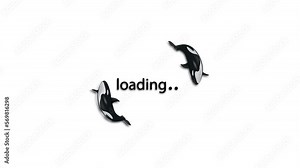 Loading wheel animation - Animated spinning load icon on white background. whale fish revolve in a circle.. 4K video illustration.