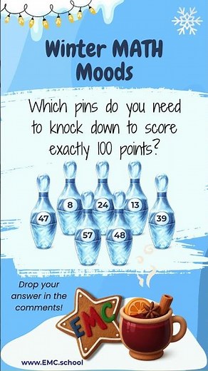 Can You Score Exactly 100? 🎳 Winter Math Bowling Puzzle (Try It!) #MathPuzzle