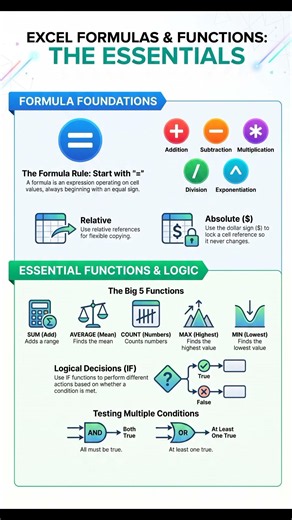 Excel Formulas & Functions Explained in 10 Seconds | MS Excel Essentials | #Shorts