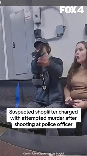 FOX 4 News Dallas Fort Worth on Instagram: "A suspected shoplifter was charged with attempted murder after shooting at a police officer inside a Walmart in Canton, Ohio, on December 18. Bodycam footage from Canton Police Department shows two shoplifting suspects, identified in a police statement as Shane Newman and Katerina Jeffrey, being led into an office inside a Walmart on Atlantic Boulevard. A police officer is heard processing the pair’s information, with Newman being reluctant to comply a