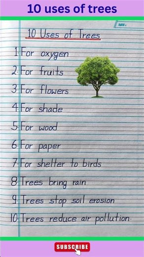 10 Uses of trees | 10 lines on Importance of Trees | Value of trees | #shorts #usesoftrees #english