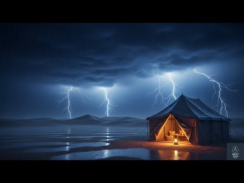 Intense Desert Night Rain | Cinematic Thunderstorm Ambience for Sleep & Study