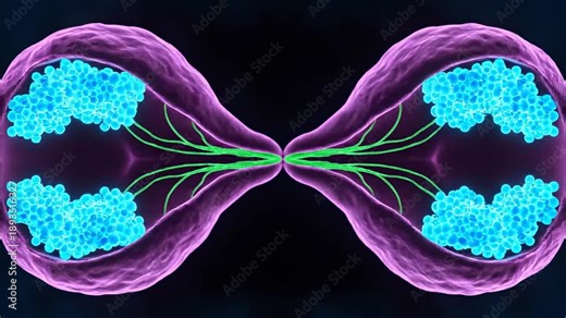 Scientific visualization of cell division process mitosis