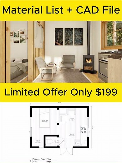 17.5′ x 12.5′ Modern Tiny Home Tour | 219 Sqft Cabin Design (Plan 2507R)