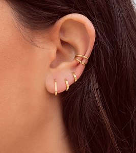 Dainty Square Edges Huggie Hoop Earrings - Three Sizes, 8, 10 and 12 Mm - Etsy