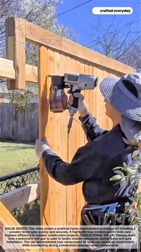 Installing a Wooden Fence Gate Using a Pneumatic Nail Gun #craftedeveryday
