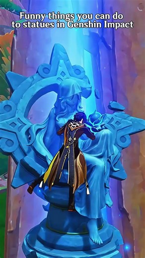 Funny things you can do to statues in Genshin Impact #genshinimpact #mihoyo