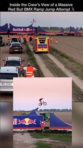 Epic Red Bull BMX Stunt: Jumping Between Moving Train Ramps!