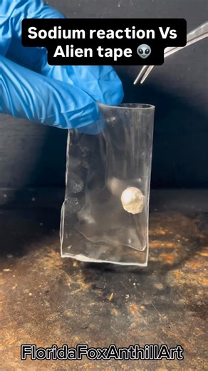 FloridaFox Anthill Art on Instagram: "Sodium reaction Vs Alien tape 👽 #science #satisfying #experiment #asmr #sodium"