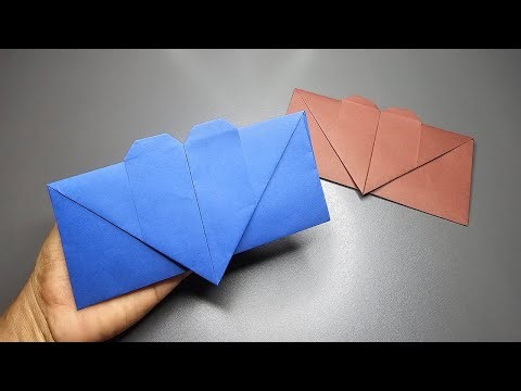 Folded paper heart envelope, how to make a paper heart origami envelope, How To