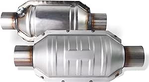 2.25'' Catalytic Converter Inlet/Outlet Universal Fit, 2 Pack High Flow Catalytic Converter with O2 Port & Heat Shield (EPA Compliant)