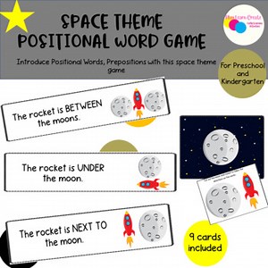 Space Theme Positional Words and preposition Game for Preschool and Kindergarten