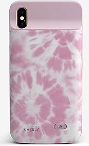Casely Power 2.0 Case Compatible with iPhone X/XS | Down for Whatever | Light Pink Tie Dye Case