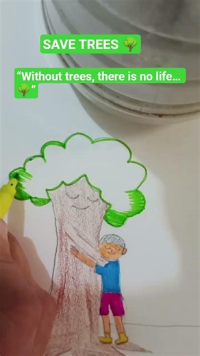 Save Tree Save Life 🌳 | Easy Drawing | Environmental Awareness | #Shorts