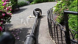 Demolition During Black Lives Matter Protest, Fallen Lamp in Union Square Park, Manhattan, New York USA, Slow Motion