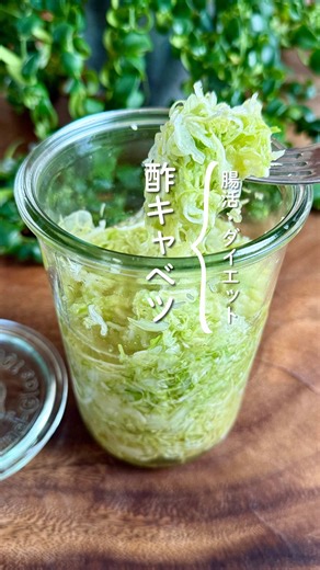 レシピはこちら▼▼▼ 今回は腸を整えて便秘解消、ダイエットにもおすすめの\t 『腸活酢キャベツ』を紹介します😊✨ これ、食べた次の日から快調でびっくりした😆 食事の前に食べると血糖値の上昇をゆるやかにしてくれるし 食べ過ぎ防止になるからダイエット中の方にもおすすめ😊🫶 【材料】 ・キャベツ 1/2個 ・お酢 200ml ・はちみつ 大さじ3 ・塩 小さじ1 【作り方🍴】 ①キャベツをスライサーや包丁で千切りにしビニールに入れ塩振り馴染ませる ②5分ほどしたら、袋の底に爪楊枝などで穴を開け、水気を絞る ③別のビニール袋に移してお酢、はちみつを入れ、馴染ませたら出来上がり〜🎉🎉 ※冷蔵庫に保存してね！ ※1週間ほどで食べきった方がいいです！ 私は1週間くらいでお腹周りがすっきりしました🤭 ぜひ、試してみてね〜😇 ⋆……⋆……⋆……⋆……⋆……⋆……⋆……⋆……⋆ 動画やキャプションを見てもわからないことなど お気軽にDMください。 とも｜旬の野菜×気楽に無添加生活🌿 体にやさしい食選び＆レシピを提案しています🫶 →肌荒れ、アレルギー、便秘、慢性疲労など 体の不調を食事