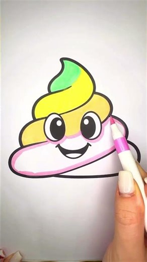 Coloring a Poop Emoji in Pastel Rainbow 🌈✨ 💩
