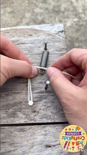 DIY Metal Spring Mounted on Wooden Base with Nail | Craftykidz Corner