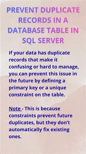 Prevent Duplicate Records in a Database Table in MS SQL Server #shorts #sqlserver