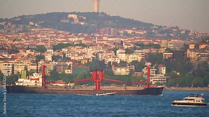 Cargo ship sailing northbound on Straits Bosporus. A bulk carrier or bulker is a merchant ship specially designed to transport unpackaged bulk cargo.