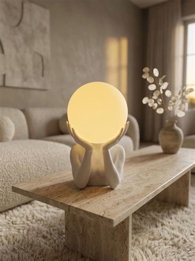 Sculptural Sphere Table Lamp, Wireless RGB Ambient Light, Modern Artistic Decor - Etsy