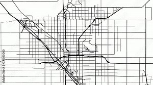 Zoom Out Road Map of Fresno California Stock Video