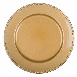 MAONAME 13" Gold Charger Plates, Round Chargers for Dinner Plates, Plastic Beaded Plate Chargers for Dinner Plate, Table Setting, Wedding, Set of 12
