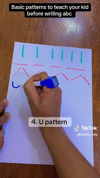 Basic patterns to teach kids before writing ABC . Begin with simple like scrabbling. #writting #patterns #writingpatterns #tracingpatternsforkids #momsoftiktoks #toddlersactivity #kidsactivity