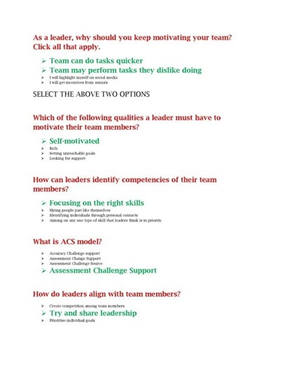 Leadership COURSE ANSWERS IGOT KARMAYOGI