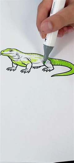 Coloring a Komodo Dragon! 🐉 #coloring #art #lizard #dragon #shorts #shortvideo #coloringbook #fun