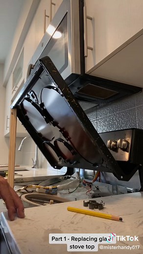 Replacing GE range glass stove top #ge #stovetop #appliancerepair #appliance #partone #tipsandtricks #handyman