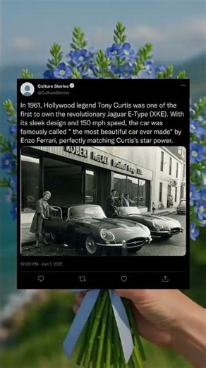 🚗🔥 Tony Curtis & the 1961 Jaguar E-Type — Pure Style! #ClassicCars #Hollywood