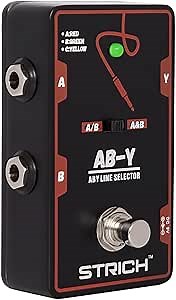 STRICH Dual Channel ABY Guitar Pedal, Electric Guitar Box Line Selector, Versatile AB Switch, True Bypass for Electric Guitar, Red and Black