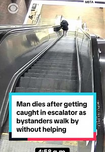 Newly released surveillance footage shows the harrowing moments before a 40-year-old father of two was fatally stuck on an escalator outside of Boston while commuters walked right by, failing to stop and help. The man, identified as Steven McCluskey, was heading down an escalator on February 27 when he fell and an