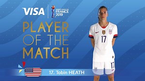 Tireless running and a forcing goal to seal victory handed Tobin Heath the #PlayerOfTheMatch presented by Visa trophy for the win over Sweden. | FIFA Women's World Cup